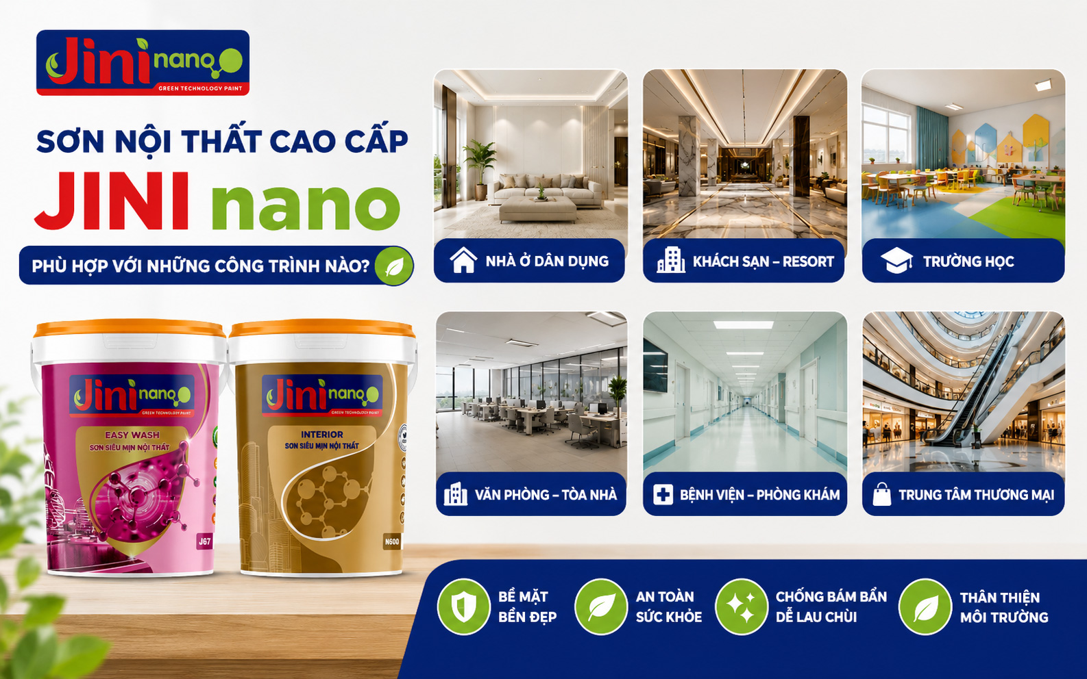 Sơn nội thất cao cấp JINI nano phù hợp với những công trình nào?